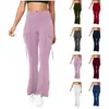 Moda Feminina Europeia e Americana Transfronteiriça Amazon 2026 Calça de Yoga Tendência Cor Sólida Cintura Alta com Bolsos para Mulheres