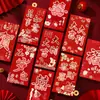 6 Sobres Rojos de Alta Gama, Bolsas de Sobres Rojos de Cartón Engrosado, Sobres Rojos Universales con Estampado Caliente Bicolor para Año Nuevo y Boda, Sobres Rojos con Palabras de Bendición