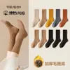 Calcetines de mujer para otoño e invierno de algodón con forro polar, gruesos, cálidos, negros, calcetines de invierno de algodón tipo toalla