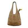 Bolsa de Punto Vintage de Malla Hueca Simple Tejida Bolso de Hombro para Mujer Bolsos Bolso de Mano de Lana Bolsa de Compras