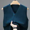 Chaleco Otoñal de Moda para Hombre, Cárdigan para Hombre de Mediana Edad, Chaleco de Punto Cálido sin Mangas