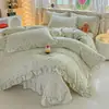 Conjunto de Cobertura de Cama 2026 Novo, Amigo da Pele e Confortável, com Acabamento em Renda, Conjunto de Quatro Peças