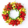 Guirlanda de Tulipas Artificiais Estilo Primavera Transfronteiriça, Guirlanda para Decoração de Casa Pendurada na Porta, Enfeite de Feriado de Natal Guirlanda de Videira Pendurada na Parede