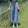 Falda Vaquera Falda Mujer Falda Midi Línea A 2025 Nueva Primavera Cintura Alta Falda Paraguas Falda Falda Falda Larga Verano