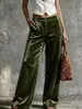 2026 Amazon Transfronterizo Wish Sitio Independiente Ropa para Mujer: Pantalones Casuales de Terciopelo Sueltos de Color Sólido de Cintura Alta con Bolsillos de Pierna Recta