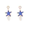 Pendientes Colgantes de Aleación con Forma de Estrella de Mar y Concha, Estilo Vacaciones de Playa Europeo y Americano, Pendientes de Moda y Únicos, Suministro al por Mayor