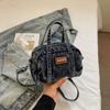 Comercio Exterior Transfronterizo Nuevo Denim Portátil Bolso Boston para Mujer Bolso Tipo Bowling Texturizado Bolso de Hombro Cruzado para Mujer
