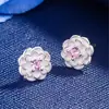 Pendientes Colgantes de Flor Blanca Chapados en Plata 925 de Moda Nueva de Comercio Exterior Europeo y Americano Pendientes Elegantes para Mujer Joyería de Lujo para Boda Regalos