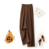 Calças Casuais Femininas Outono e Inverno Novo Estilo Calças Retas Grossas com Forro de Lã Elegantes Calças de Veludo Cotelê Femininas de Cintura Alta e Pernas Largas
