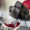 Pantalones de Lana a Cuadros Gruesos Nuevos 2024 Pantalones Rectos Holgados para Hombre Otoño e Invierno Peso Pesado Retro Casual Dagging Pantalones de Pierna Ancha