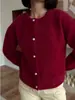 Cárdigan Corto de Punto Transfronterizo para Otoño e Invierno para Mujer, Suéter Holgado y Relajado de Imitación de Visón con Manga Larga, Chaqueta Superior de Estilo Occidental