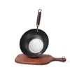 Nova Wok de Ferro Forjado com Padrão Martelado, Adequada para Fogões de Indução, Fogões a Gás e Fogões a Gás, Sem Revestimento, Antiaderente, Panela de Cozinha Doméstica