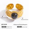 Anillo de ágata negra de oro de 18 quilates de acero inoxidable europeo y americano, anillo de piedra natural de alta calidad, joyería de mano de acero de titanio, anillos transfronterizos