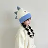 Gorro de Lana para Niños Otoño e Invierno Lindo Dibujo Animado Protección para los Oídos Gorro de Punto Tejido para Bebé Niños y Niñas Gorro Cálido de Felpa