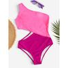 2026 Aliexpress Amazon Más Vendido Estilo Europeo y Americano Mono Sexy de Una Pieza para Mujer Color Sólido Un Hombro Patchwork Hueco Cintura Alta
