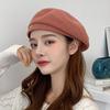 Boina de punto de lana de color liso, informal, combinable con todo, para otoño e invierno, cálida, sencilla, para pintor Joo, para mujer