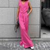 Conjunto de Calça e Colete Rosa Sade Sem Mangas Casual 2024 Moda de Verão Europeia e Americana Conjunto de Duas Peças para Commuter para Mulheres
