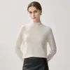 Nuevo suéter de punto minimalista versátil de corte ajustado para mujer, 100% cachemira, cuello semi-alto, otoño e invierno