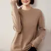Suéter de Tricô de Cashmere Feminino Novo Outono/Inverno 2026 Clássico Versátil Emagrecedor Elegante Ombro Normal Cor Sólida