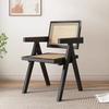 Silla de comedor nórdica de ratán de madera maciza con respaldo para uso doméstico, ideal para oficinas, ideal para personas sedentarias y que no se cansan.