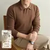 Suéter de lana de mezcla antibacteriana engrosado de 450 g con cuello polo para hombre, 10 A, nuevo suéter de punto para hombre otoño e invierno 2026
