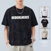 Conjunto Extraordinario Nuevo de Verano 2025 Camiseta de Manga Corta con Cuello Redondo para Hombre con Letra Estilo Wasteland Flor Quemada