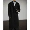 2026 Inverno Novo Casaco de Lã Masculino Casual Estilo Coreano Acima do Joelho Longo Casaco de Lã Trench Coat de Lã Roupa Exterior