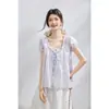 Camisa de Moda para Mujer de Comercio Exterior con Retazos y Bloques de Color, Falso Dos Piezas de Manga Corta, Nuevo Diseño Verano 2026, Estilo Dulce Francés