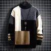 Suéter para Hombre 2025 Otoño Ropa para Hombre Tejido Suéter Jersey Juventud Popular Cuello Medio Alto Manga Larga Juventud Negro