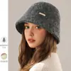 Nuevo Sombrero de Pescador de Lana de Temporada Moda Femenina Versátil de Gama Alta Sombrero Cubo Mostrando Rostro Pequeño Cálido Sombrero Cubo