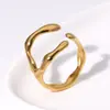 Anillo de Acero Inoxidable Europeo y Americano Transfronterizo para Mujer, Abierto, No se Desvanece, Goteo de Aceite, Simple, Moderno y Personalizado, Joyería para Mano de Mujer