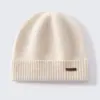 Gorro de cachemira para mujer, 100% cachemira pura, versátil, para clima frío, que cubre las orejas, tejido, gorro para exteriores, gorro tejido casual