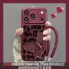 Cordão de borboleta com estampa de leopardo, adequado para capa de celular Apple 18pm, iPhone 17, Vermelho bordô, 16 capa de silicone, 15, para mulheres