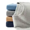 Suéter de cashmere liso para homens, gola redonda, pulôver de malha de manga comprida, camada base quente para outono e inverno, estilo simples e versátil