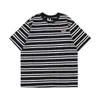 Camiseta de Manga Corta a Rayas para Hombre Verano Ins Moda Estilo Fresco Casual Cuello Redondo Top Moda Marca Holgada Camiseta de Media Manga