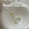 Joia de Nicho Nova Estilo Ins Coreano Pingente de Zircônia Amarela Oval em Prata Esterlina S925, Alto Padrão, Suave, Elegante e Gracioso
