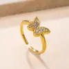 Joyería Transfronteriza Nueva de Acero de Titanio, Moda de Lujo Ligero, Anillo de Acero Inoxidable Fundido Incrustado con Diamantes, Fabricante de Anillo Abierto de Animal Conejo