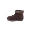 Botas curtas forradas com fleece estilo étnico para meninas 2026 Outono/Inverno Novas Botas de Neve Quentes com Solado Macio para Crianças Sapatos de Algodão Antiderrapantes