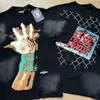 26Ss Nueva Moda de Verano Estilo High Street Camiseta Holgada de Manga Corta Lavada y Desgastada con Estampado