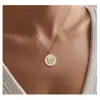 Amazon Transfronterizo Nuevo Collar Dorado Redondo de Rosa Moda para Niñas Elegante Temperamento Estilo Mid-Century Cadena para la Clavícula