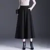 Falda Media de Lana con Cintura Elástica para Mujer 2026 Otoño/Invierno Nuevo Estilo Moda Cintura Alta Longitud Media Elegante Versátil Falda de Dobladillo Ancho