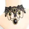 Collar de encaje negro punk europeo y americano de AliExpress Cadena gótica para la clavícula Accesorios de moda retro exagerados Collar falso