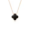 Collar de Plata Pura S999 con Ágata de Trébol de Cuatro Hojas de la Suerte para Mujer, Colgante de Concha de Flor de Alta Gama Doble Cara Usable, Regalo para Novia