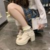 Otoño 2025 Nuevos Zapatos de Tacón Alto Dulces Frescos Pequeños de Cuero Estilo Japonés para Mujer JK Versátiles Elegantes Zapatos Mary Jane