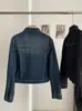 KEKEZOON Chaqueta de mezclilla retro estilo coreano estilo Hong Kong con cuello alto, corte holgado y adelgazante para mujer, colección de otoño, 9123