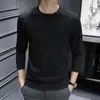 Camiseta de Manga Larga de Seda Modal para Hombre de Primavera y Otoño, Capa Base Delgada de Color Sólido, Top de Cuello Redondo, Marca de Moda Modelo Nuevo 2026