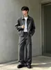 Pantalones cargo de pierna ancha multibolsillos decolorados de color liso y deconstruidos, nuevos pantalones casuales básicos simples sueltos estilo japonés de otoño