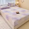 Sábana Cálida de Piel de Conejo de Invierno Protector de Colchón Espeso de Leche Polar Cubierta de Cama Antideslizante Cubierta de Ropa de Cama Cubierta Antipolvo