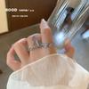 Anillo Abierto Rectangular de Cristal Zircón Amor Plata Anillo Plata Zircón Diamante Anillo Cruz Zircón Anillo Nicho Simple