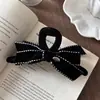 Pinza para el pelo de terciopelo con lazo estilo Retro Chanel Pinza coreana para la parte trasera de la cabeza moño Pinza de tiburón Cola de caballo Pinza de plátano Pinza para el pelo para mujer